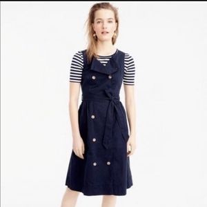 J. Crew Garment Dyed Button Trench Dress Navy Blue 8 Tall